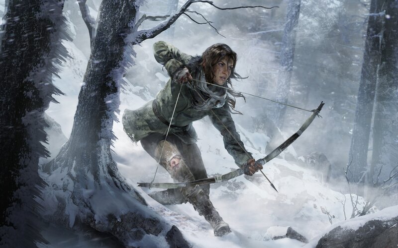 Woman with Bow in Snow — White
