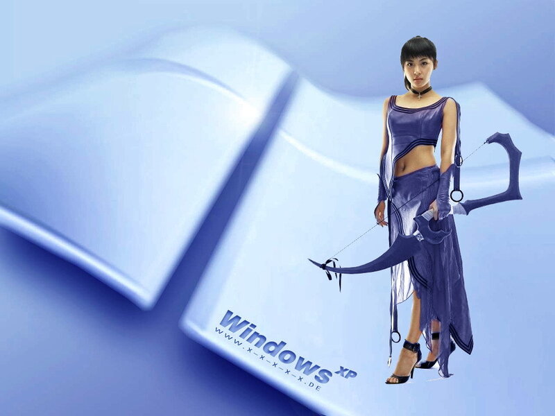 woman with bow on windows xp
