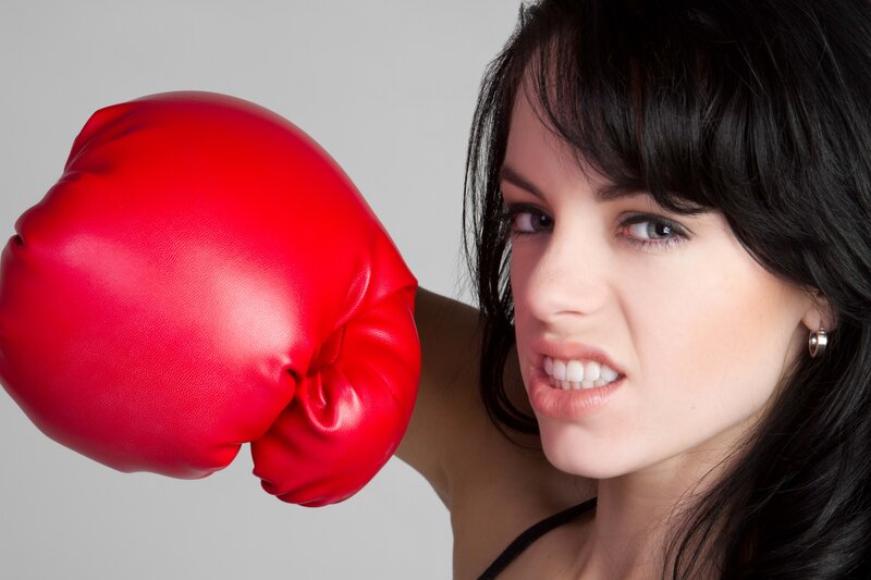 woman with boxing glove