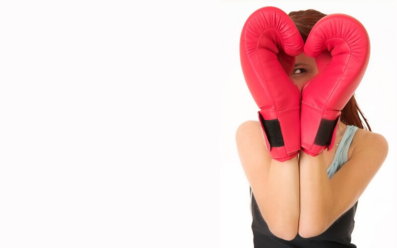 woman with boxing gloves