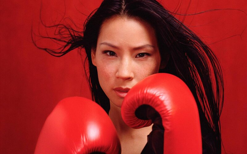 Woman with Boxing Gloves — Red, Intense