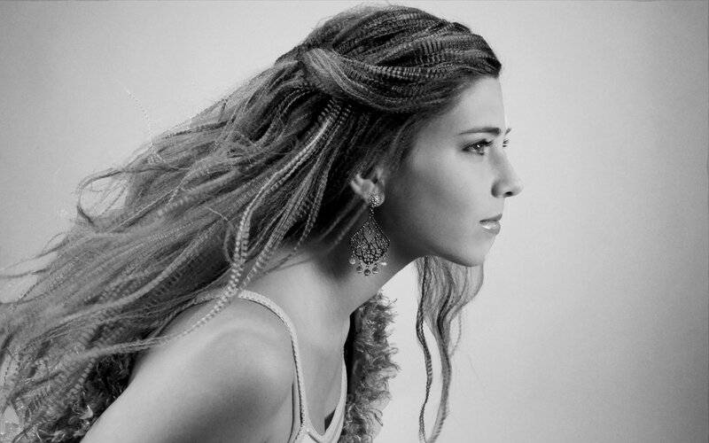Woman with Braided Hair — Black, Dramatic, Photograph, Earring, Shoulder