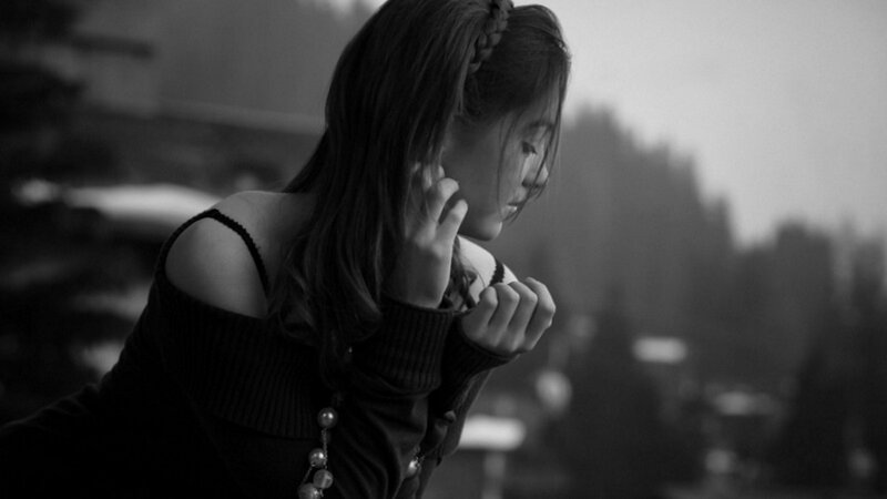 Woman with Braided Hair — Black, Melancholic