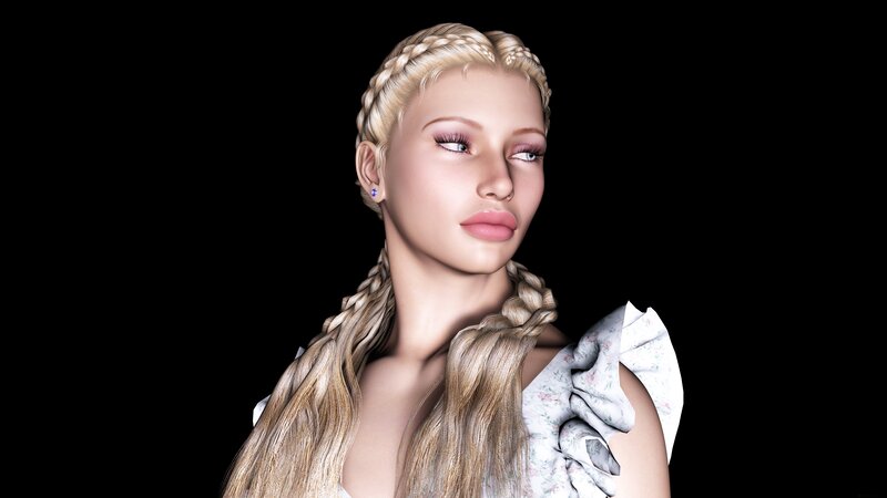 Woman with Braided Hair — Black, Neutral, 3d Render