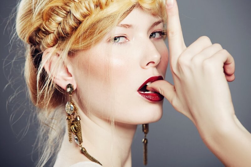 Woman with Braided Hair — Blonde, Dramatic, Photograph