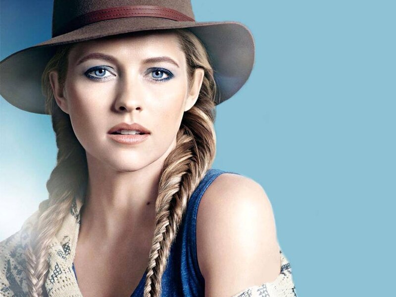 Woman with Braided Hair — Blue, Calm, Photograph