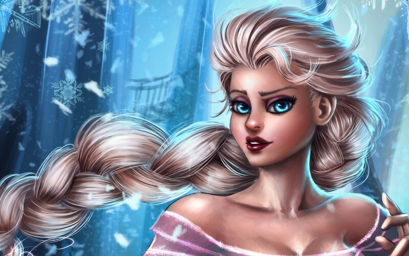 Woman with Braided Hair — Blue, Dramatic, Winter