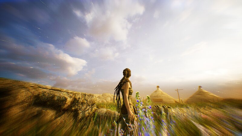Woman with Braided Hair — Blue, Serene, Afternoon, 3d Render