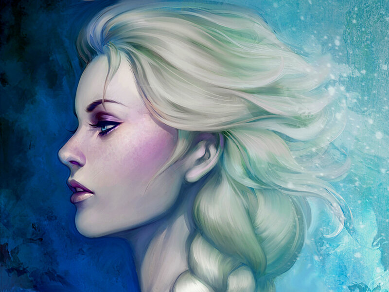 Woman with Braided Hair — Blue, Serene, Winter