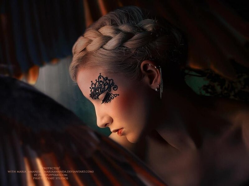 Woman with Braided Hair — Brown, Dramatic, Digital Art, Braid