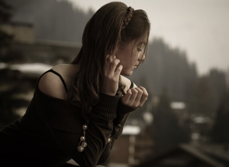 Woman with Braided Hair — Brown, Melancholic