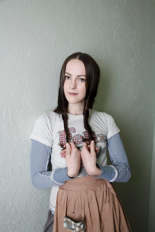 Woman with Braided Hair — Gray, Neutral, Photograph