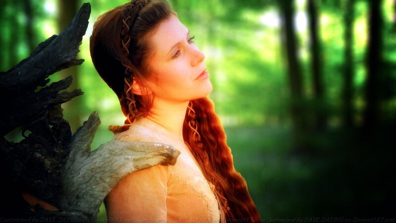 Woman with Braided Hair — Green, Serene, Afternoon
