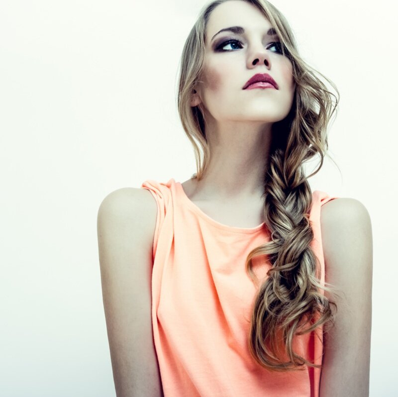 Woman with Braided Hair — Peach