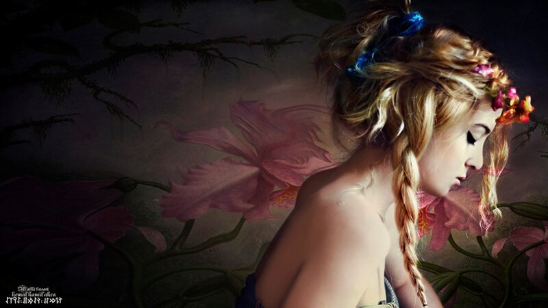 Woman with Braided Hair — Pink, Dramatic