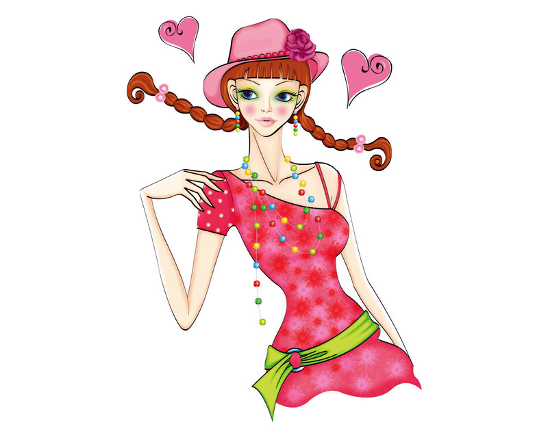 Woman with Braided Hair — Pink, Playful