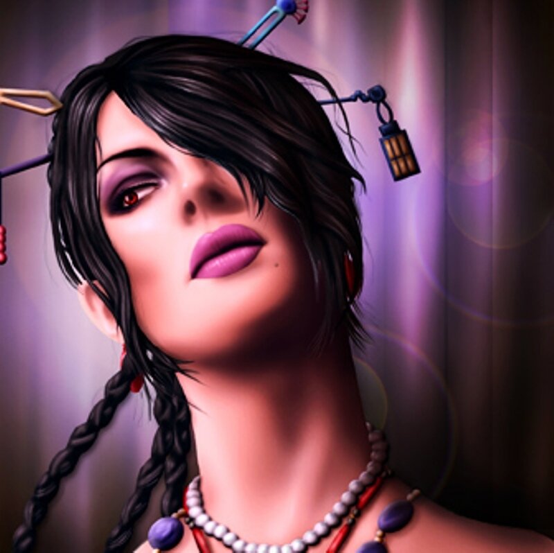 Woman with Braided Hair — Purple, Dramatic