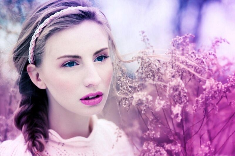 Woman with Braided Hair — Purple, Dreamy
