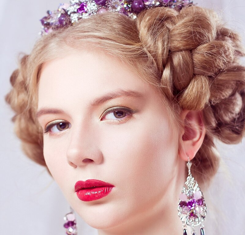Woman with Braided Hair — Purple, Regal