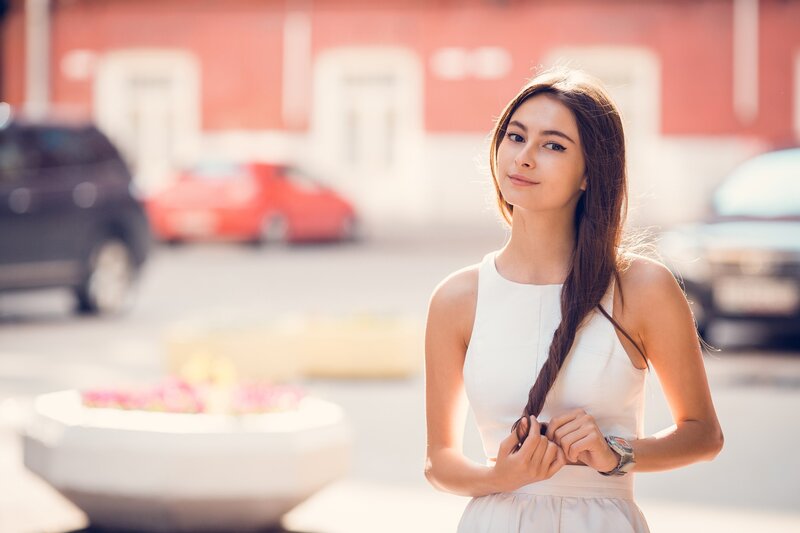 Woman with Braided Hair — White, Calm, Afternoon