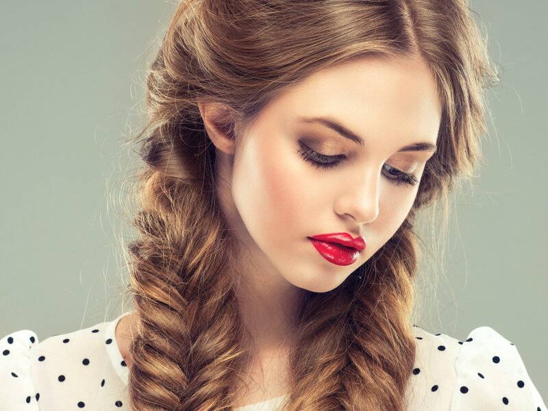 Woman with Braided Hair — White, Calm, Photograph