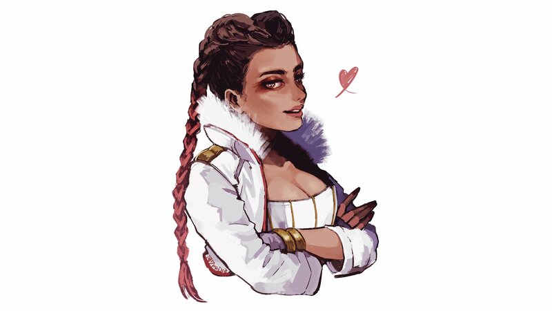 Woman with Braided Hair — White, Confident, Digital Art