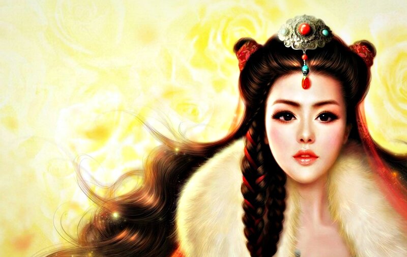 Woman with Braided Hair — Yellow, Dramatic