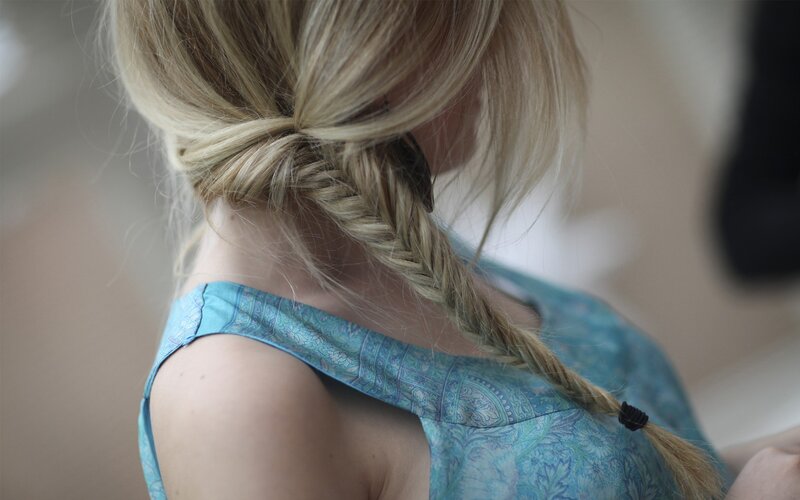 woman with braided hairstyle
