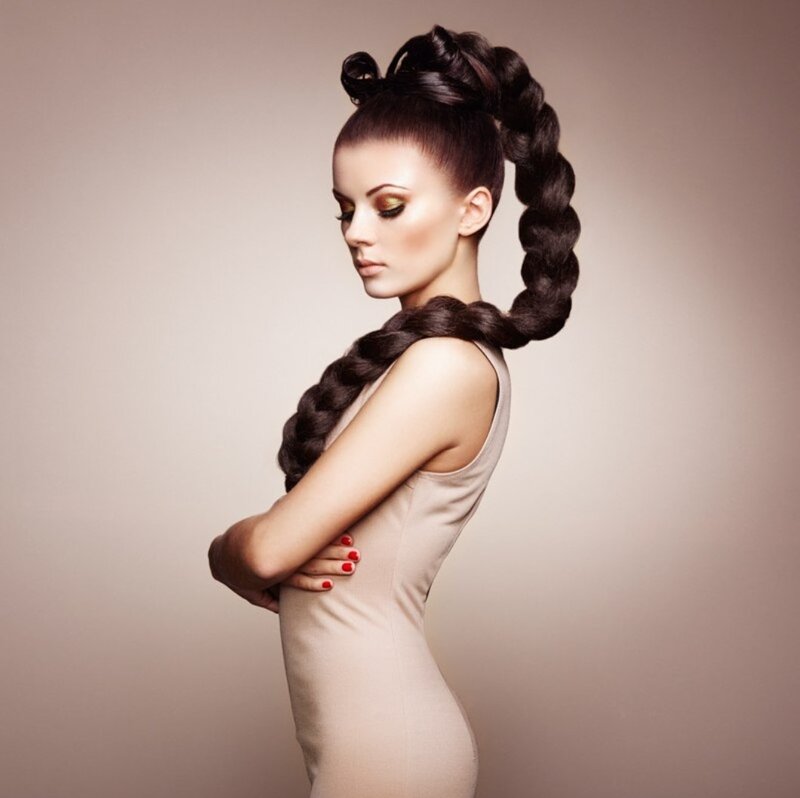 Woman with Braided Hairstyle — Beige