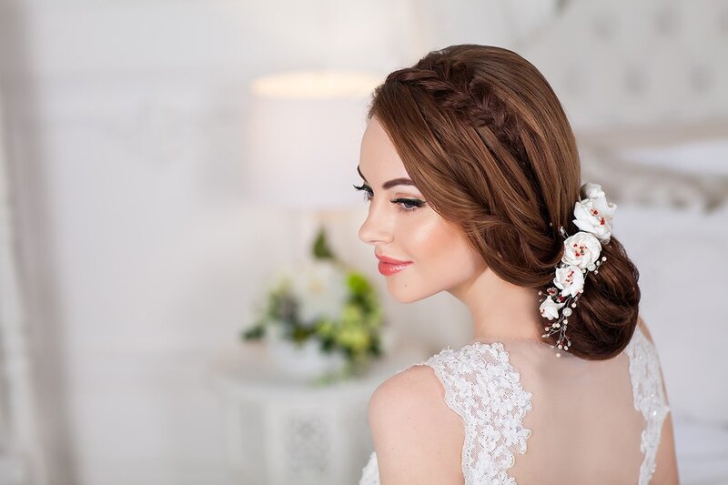 Woman with Braided Hairstyle — White