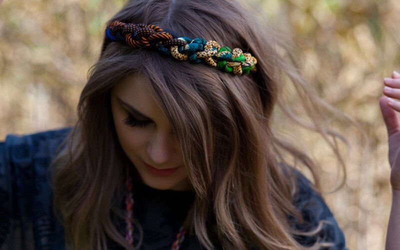 woman with braided headband