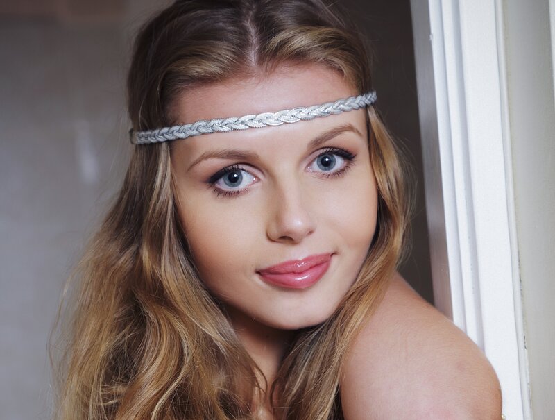 woman with braided headband