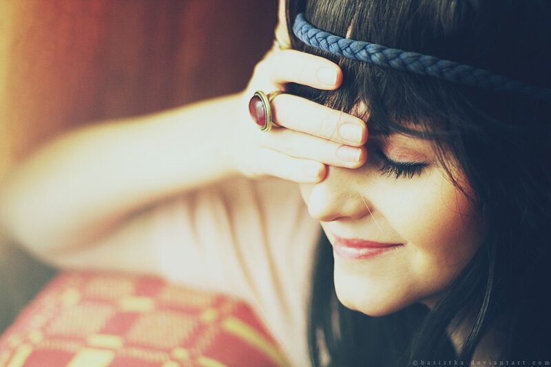 woman with braided headband