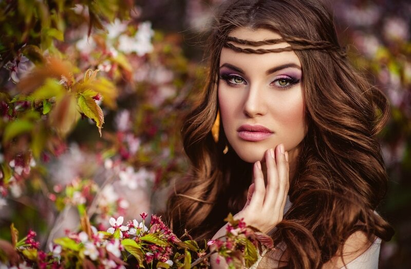 Woman with Braided Headband — Brown