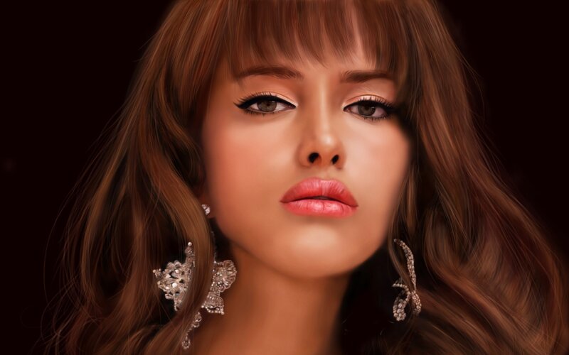woman with brown hair and earrings