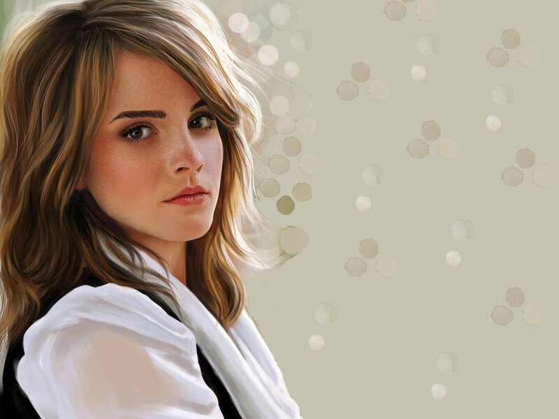 Woman with Brown Hair — Beige, Calm, Digital Art