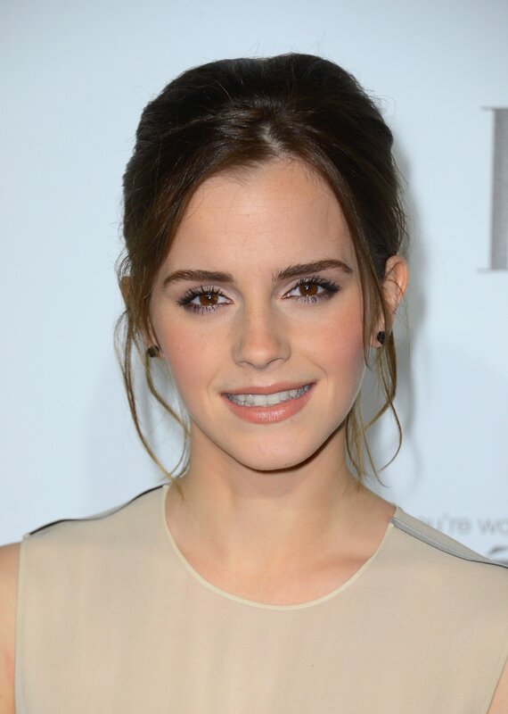 Woman with Brown Hair — Beige, Neutral, Photograph, Earrings, Beige Top