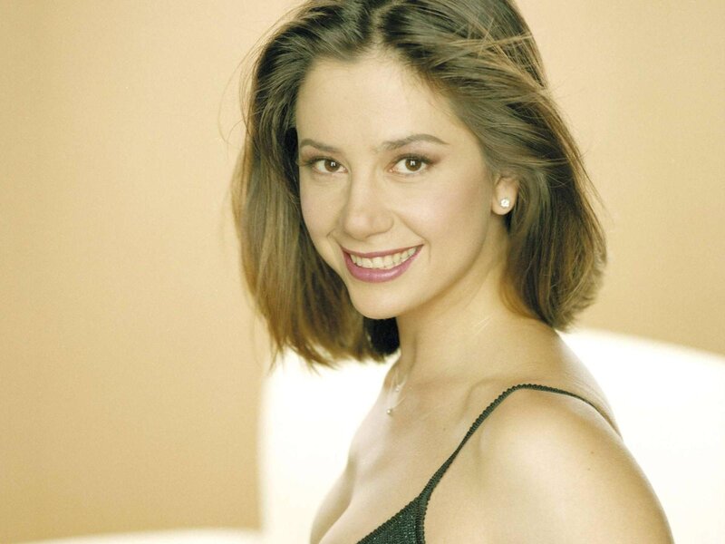 Woman with Brown Hair — Beige, Smiling, Photograph, Earring