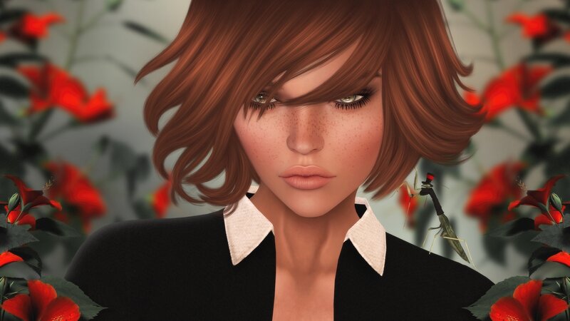 Woman with Brown Hair — Black, Dramatic, Digital Art