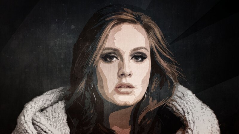 Woman with Brown Hair — Black, Dramatic, Illustration