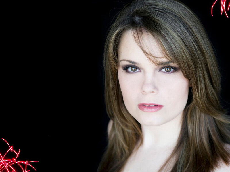 Woman with Brown Hair — Black, Dramatic, Photograph, Red Light Effects