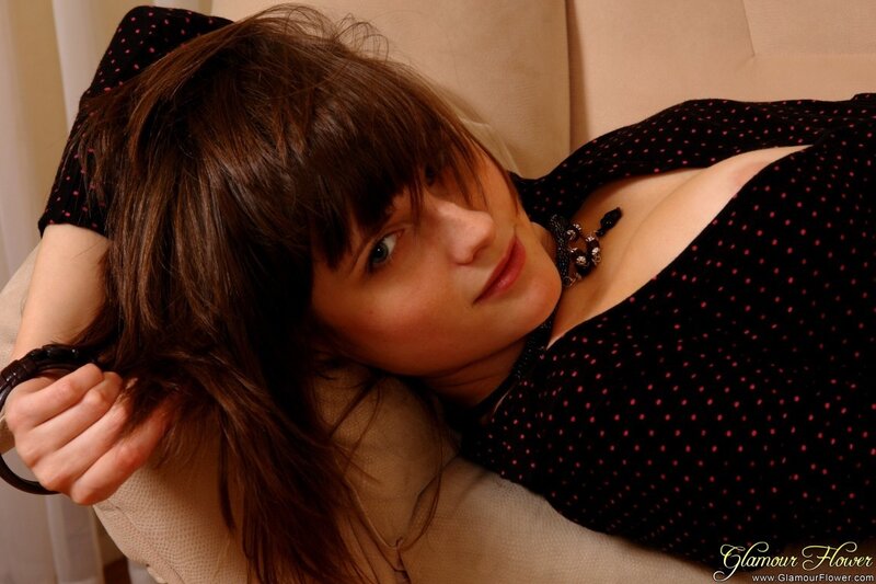 Woman with Brown Hair — Black, Relaxed, Photograph