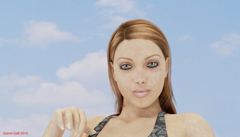Woman with Brown Hair — Blue, Neutral, Afternoon