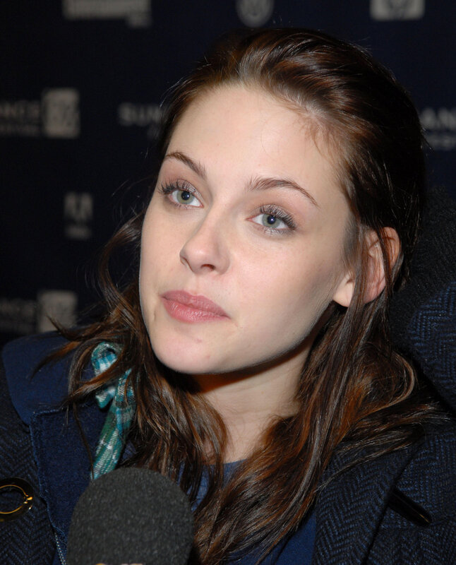 Woman with Brown Hair — Blue, Neutral, Photograph, Microphone