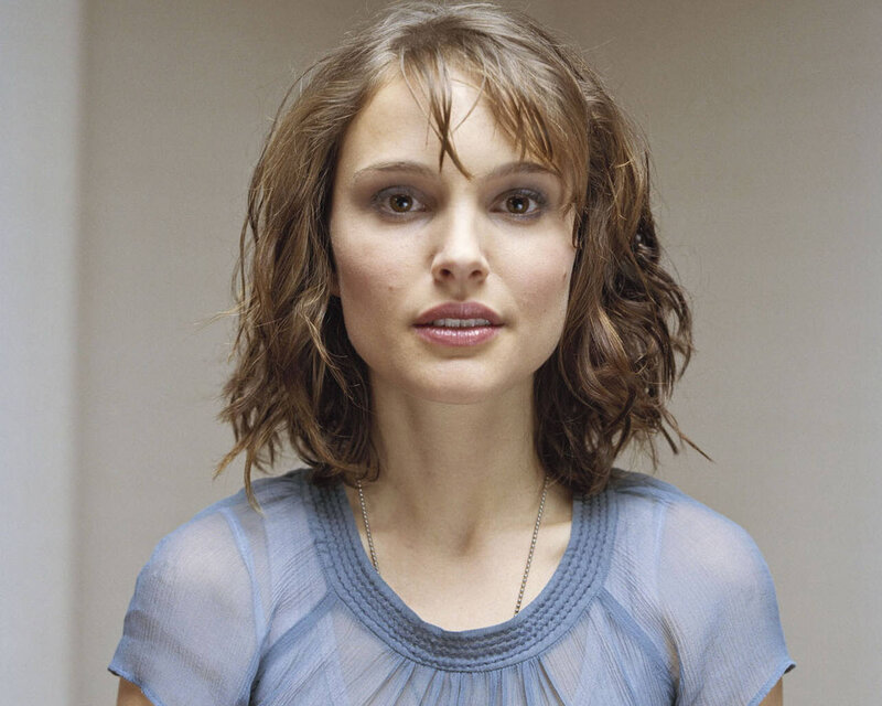 Woman with Brown Hair — Blue, Neutral, Photograph, Necklace, Blue Top
