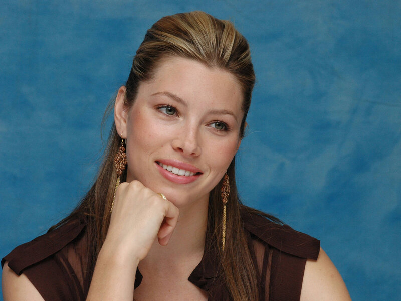 Woman with Brown Hair — Blue, Smiling, Photograph