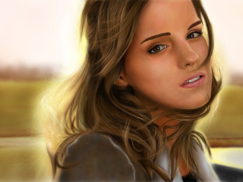 Woman with Brown Hair — Calm, Afternoon, Digital Art