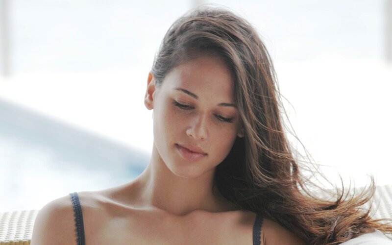 Woman with Brown Hair — Calm, Afternoon, Photograph, Shoulder Strap