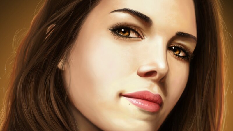 Woman with Brown Hair — Calm, Digital Art, Eyes