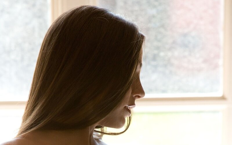 Woman with Brown Hair — Calm, Morning, Photograph, Window, White